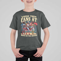 Where Them Fans At Boots On The Ground Black Cowgirl T Shirt For Kid