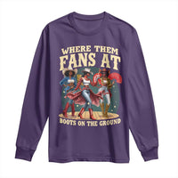 Where Them Fans At Boots On The Ground Black Cowgirl Long Sleeve Shirt