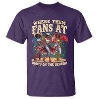 Where Them Fans At Boots On The Ground Black Cowgirl T Shirt