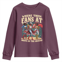Where Them Fans At Boots On The Ground Black Cowgirl Youth Sweatshirt