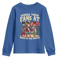 Where Them Fans At Boots On The Ground Black Cowgirl Youth Sweatshirt