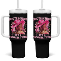 Boots and Bling Its A Cowgirl Thing Western Cowgirl Tumbler With Handle