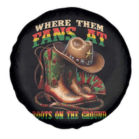 Where Them Fans At Boots On The Ground Spare Tire Cover Black Cowgirl Western Pride