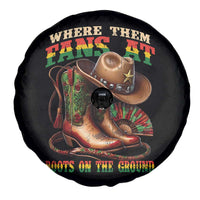 Where Them Fans At Boots On The Ground Spare Tire Cover Black Cowgirl Western Pride