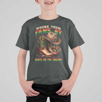 Where Them Fans At Boots On The Ground T Shirt For Kid Black Cowgirl Western Pride