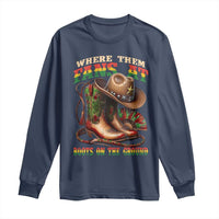 Where Them Fans At Boots On The Ground Long Sleeve Shirt Black Cowgirl Western Pride