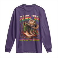 Where Them Fans At Boots On The Ground Long Sleeve Shirt Black Cowgirl Western Pride