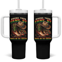 Where Them Fans At Boots On The Ground Tumbler With Handle Black Cowgirl Western Pride