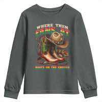Where Them Fans At Boots On The Ground Youth Sweatshirt Black Cowgirl Western Pride