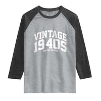 Vintage 1940s Limited Edition Raglan Shirt Vintage Varsity Funny Cool 1940 Theme