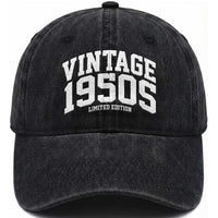 Vintage 1950s Limited Edition Washed Cotton Baseball Cap Vintage Varsity Funny Cool 1950 Theme