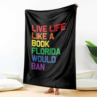 Retro Live Like Book In Florida LGBTQ Subtle Pride Throw Blanket Rainbow LGBTQIA Pride - Wonder Print Shop
