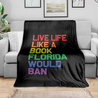 Retro Live Like Book In Florida LGBTQ Subtle Pride Throw Blanket Rainbow LGBTQIA Pride - Wonder Print Shop