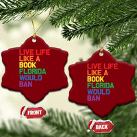 Retro Live Like Book In Florida LGBTQ Subtle Pride Ceramic Ornament Rainbow LGBTQIA Pride - Wonder Print Shop