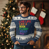 Retro Live Like Book In Florida LGBTQ Subtle Pride Ugly Christmas Sweater Rainbow LGBTQIA Pride - Wonder Print Shop