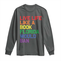Retro Live Like Book In Florida LGBTQ Subtle Pride Long Sleeve Shirt Rainbow LGBTQIA Pride - Wonder Print Shop