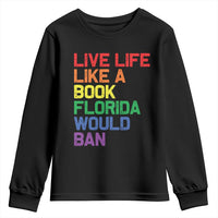 Retro Live Like Book In Florida LGBTQ Subtle Pride Youth Sweatshirt Rainbow LGBTQIA Pride - Wonder Print Shop