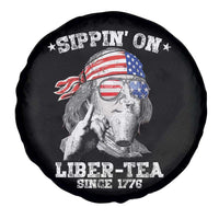 Funny 4th Of July Spare Tire Cover Sippin On Liber Tea Liberty Ben Franklin 1776 USA Flag - Wonder Print Shop