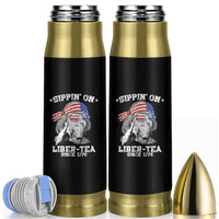 Funny 4th Of July Bullet Tumbler Sippin On Liber Tea Liberty Ben Franklin 1776 USA Flag - Wonder Print Shop