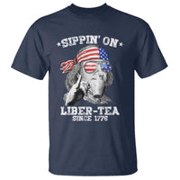 Funny 4th Of July T Shirt Sippin On Liber Tea Liberty Ben Franklin 1776 USA Flag - Wonder Print Shop
