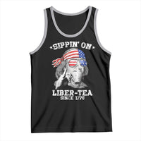 Funny 4th Of July Tank Top Sippin On Liber Tea Liberty Ben Franklin 1776 USA Flag - Wonder Print Shop