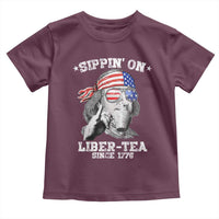 Funny 4th Of July Toddler T Shirt Sippin On Liber Tea Liberty Ben Franklin 1776 USA Flag - Wonder Print Shop