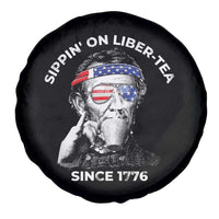Funny 4th Of July Spare Tire Cover Sippin On Liber Tea Liberty Abe Lincoln 1776 USA Flag - Wonder Print Shop