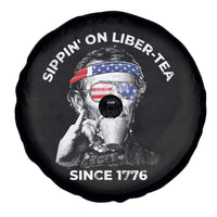 Funny 4th Of July Spare Tire Cover Sippin On Liber Tea Liberty Abe Lincoln 1776 USA Flag - Wonder Print Shop