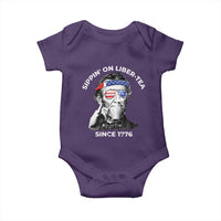 Funny 4th Of July Baby Onesie Sippin On Liber Tea Liberty Abe Lincoln 1776 USA Flag - Wonder Print Shop