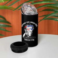 Funny 4th Of July 4 in 1 Can Cooler Tumbler Sippin On Liber Tea Liberty Abe Lincoln 1776 USA Flag - Wonder Print Shop