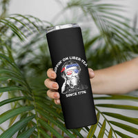 Funny 4th Of July Skinny Tumbler Sippin On Liber Tea Liberty Abe Lincoln 1776 USA Flag - Wonder Print Shop