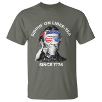 Funny 4th Of July T Shirt Sippin On Liber Tea Liberty Abe Lincoln 1776 USA Flag - Wonder Print Shop