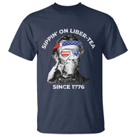 Funny 4th Of July T Shirt Sippin On Liber Tea Liberty Abe Lincoln 1776 USA Flag - Wonder Print Shop