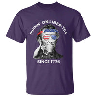 Funny 4th Of July T Shirt Sippin On Liber Tea Liberty Abe Lincoln 1776 USA Flag - Wonder Print Shop