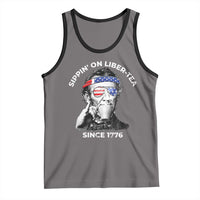 Funny 4th Of July Tank Top Sippin On Liber Tea Liberty Abe Lincoln 1776 USA Flag - Wonder Print Shop