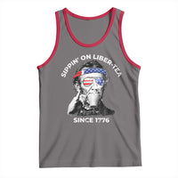 Funny 4th Of July Tank Top Sippin On Liber Tea Liberty Abe Lincoln 1776 USA Flag - Wonder Print Shop