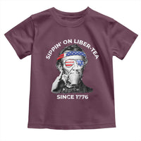 Funny 4th Of July Toddler T Shirt Sippin On Liber Tea Liberty Abe Lincoln 1776 USA Flag - Wonder Print Shop