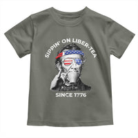Funny 4th Of July Toddler T Shirt Sippin On Liber Tea Liberty Abe Lincoln 1776 USA Flag - Wonder Print Shop