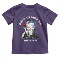 Funny 4th Of July Toddler T Shirt Sippin On Liber Tea Liberty Abe Lincoln 1776 USA Flag - Wonder Print Shop