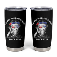 Funny 4th Of July Tumbler Cup Sippin On Liber Tea Liberty Abe Lincoln 1776 USA Flag - Wonder Print Shop