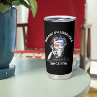 Funny 4th Of July Tumbler Cup Sippin On Liber Tea Liberty Abe Lincoln 1776 USA Flag - Wonder Print Shop