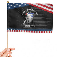 Funny 4th Of July Patriotic Handheld Flag Sippin On Liber Tea Liberty Abe Lincoln 1776 USA Flag