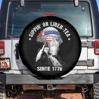 Funny George Washington Spare Tire Cover 4th Of July Sippin On Liber Tea Liberty American Flag 1776 - Wonder Print Shop