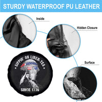 Funny George Washington Spare Tire Cover 4th Of July Sippin On Liber Tea Liberty American Flag 1776 - Wonder Print Shop