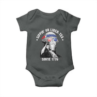 Funny George Washington Baby Onesie 4th Of July Sippin On Liber Tea Liberty American Flag 1776 - Wonder Print Shop