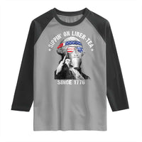 Funny George Washington Raglan Shirt 4th Of July Sippin On Liber Tea Liberty American Flag 1776 - Wonder Print Shop