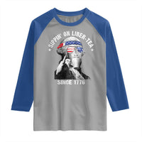 Funny George Washington Raglan Shirt 4th Of July Sippin On Liber Tea Liberty American Flag 1776 - Wonder Print Shop