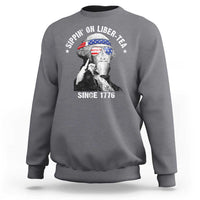 Funny George Washington Sweatshirt 4th Of July Sippin On Liber Tea Liberty American Flag 1776 - Wonder Print Shop