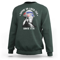 Funny George Washington Sweatshirt 4th Of July Sippin On Liber Tea Liberty American Flag 1776 - Wonder Print Shop
