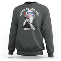 Funny George Washington Sweatshirt 4th Of July Sippin On Liber Tea Liberty American Flag 1776 - Wonder Print Shop